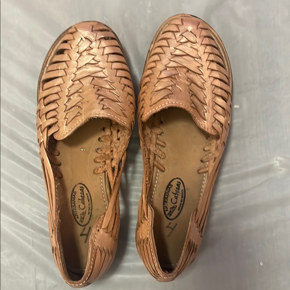 Woven Leather Slip-On Flats In Tan By Clarks
